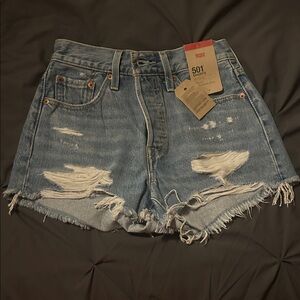 Levi's Women's Distressed Light Blue Shorts